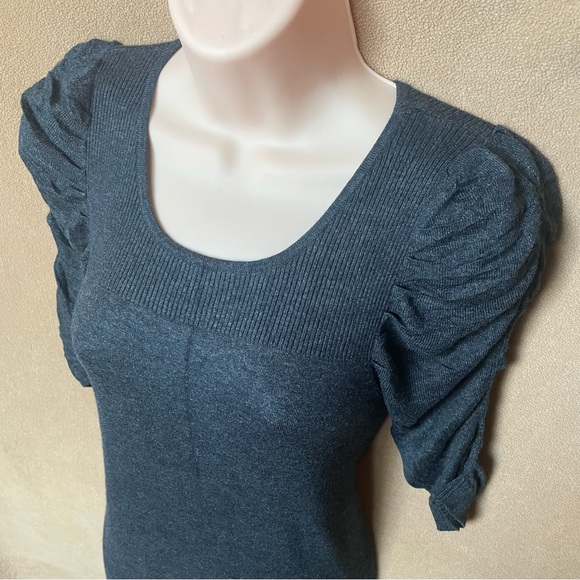 Max Studio Charcoal Knit Rayon A-line half puff sleeve midi dress Size Small - Picture 2 of 5
